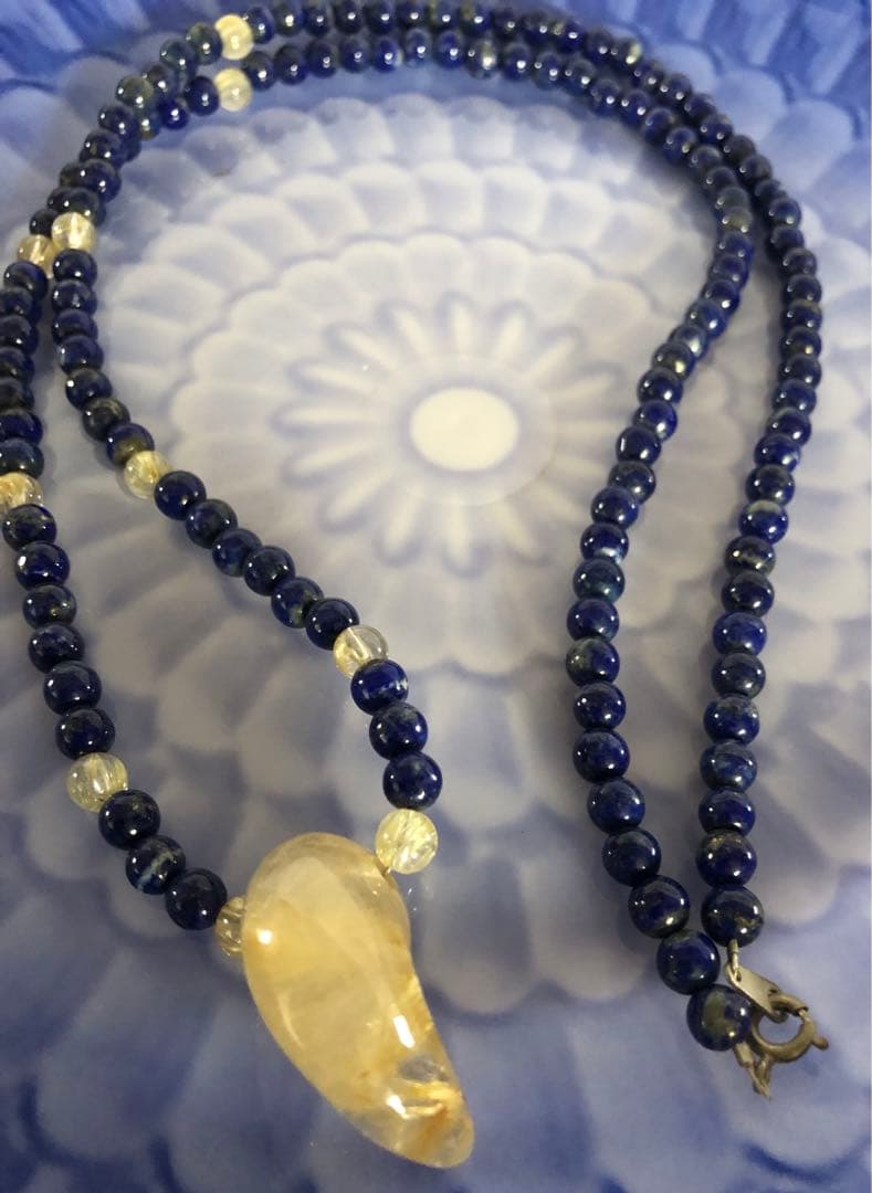 ゴールドルチル、ラピスラズリペンダントネックレス男女兼用現品無料発送