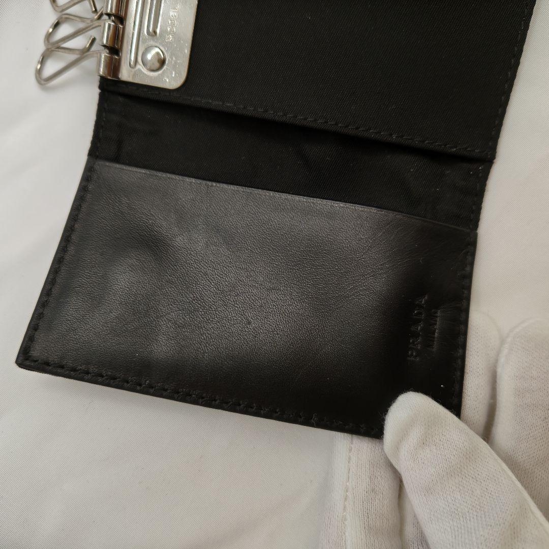 美品　PRADA ブラック ナイロン 6連 キーケース　箱付き 三角ロゴプレート