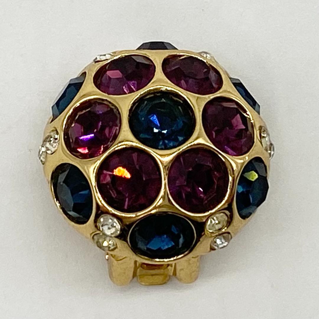 クリスチャンディオール イヤリング両耳 マルチカラー ラインストーン ゴールド