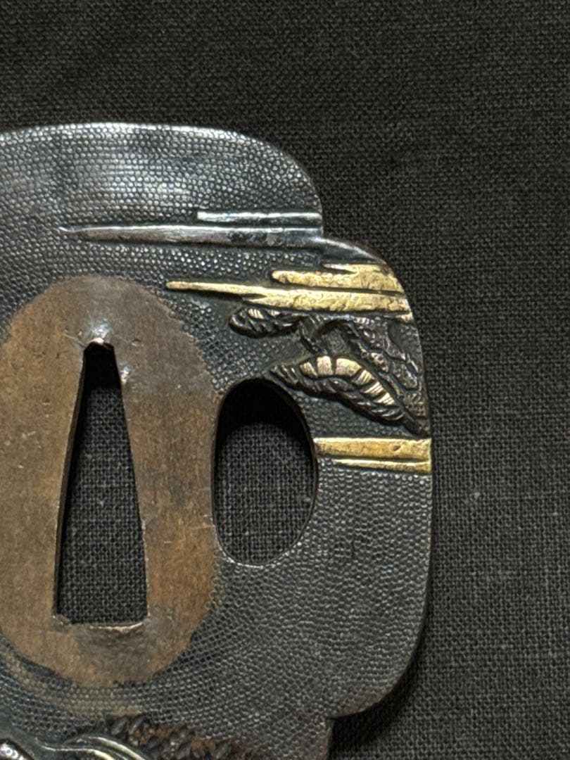 時代 古作 金銀象嵌 金象嵌 鍔 2点 武具 闘争具