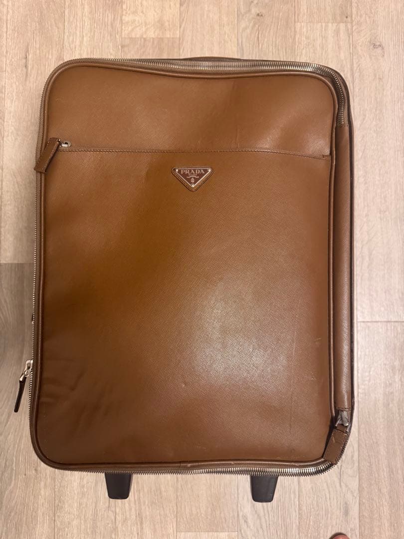 プラダPRADA 三角ロゴ　サフィアーノ　キャリーケース　ブラウン