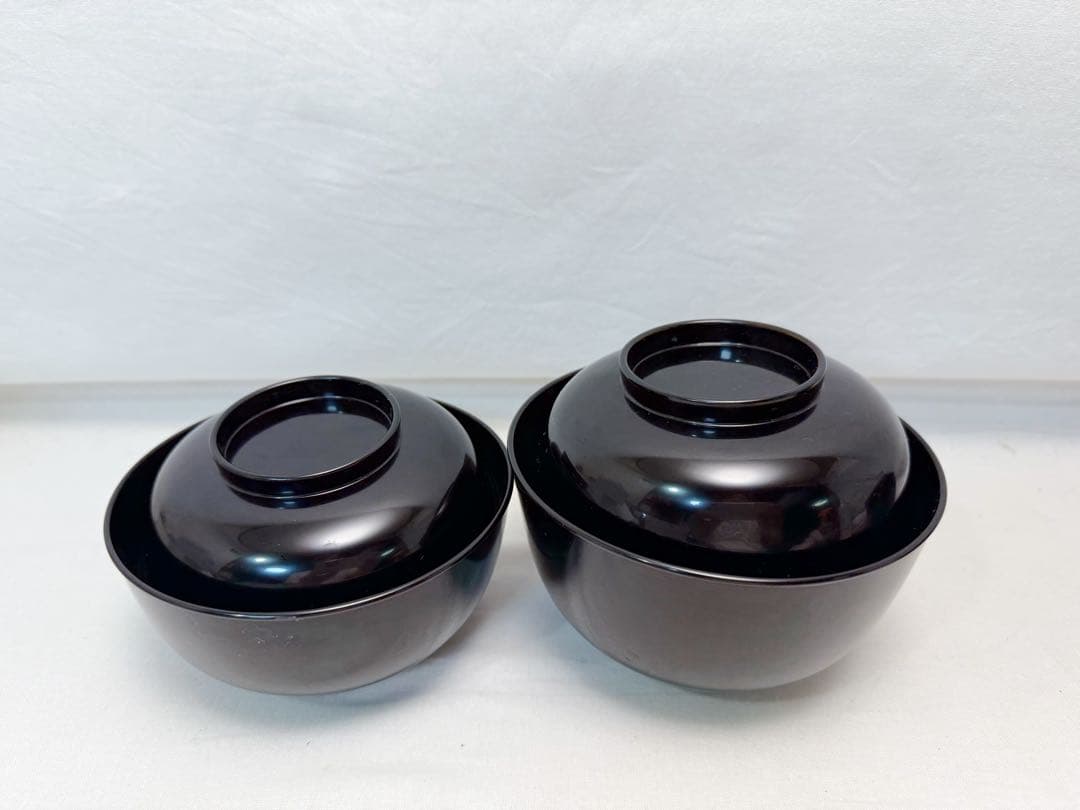 ほぼ未使用 懐石道具 木製 黒真塗 四つ椀 小丸椀 2客揃 元箱