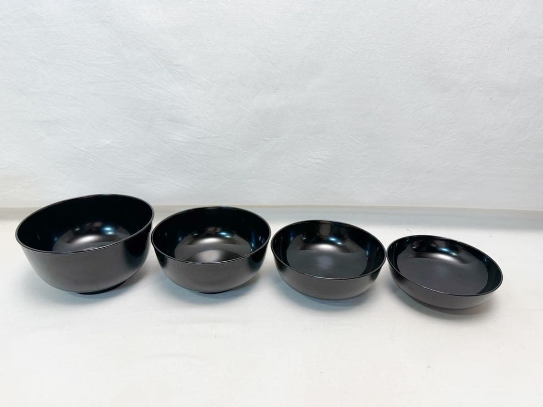 ほぼ未使用 懐石道具 木製 黒真塗 四つ椀 小丸椀 2客揃 元箱