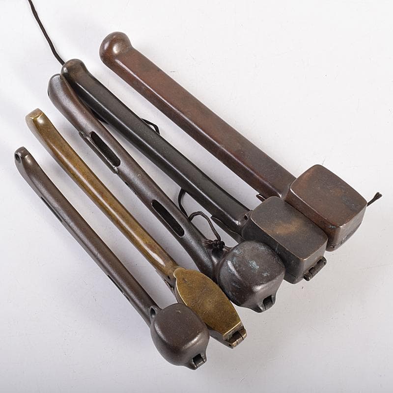 時代提げ物　書道具　古銅　矢立　5点まとめて　M　R7837