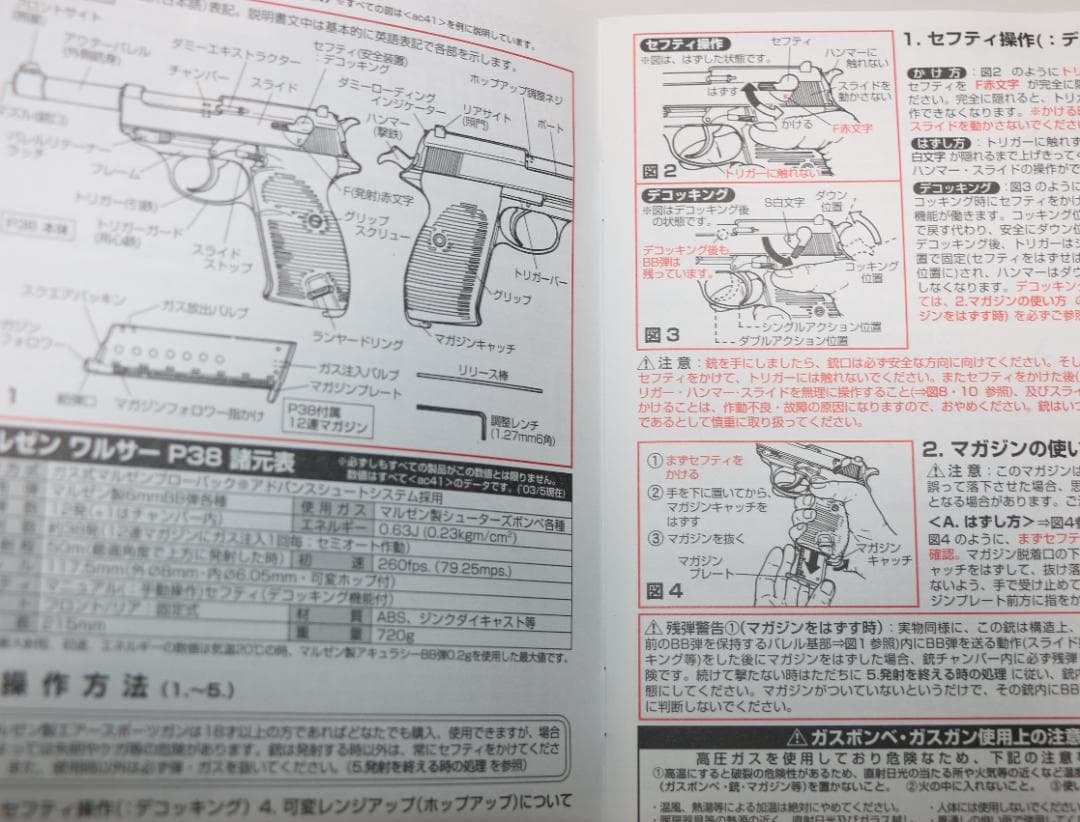 マルゼン製　ＨＷ樹脂ガスガン　ワルサーＰ３８アンクルタイプ　JASG合法品