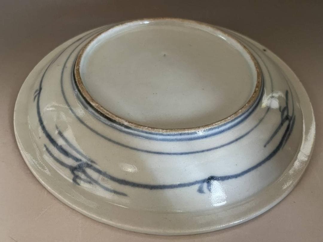 皿■染付花唐草文 江戸期 古伊万里 松竹梅 大皿 飾り皿 桐箱 時代物 骨董品■