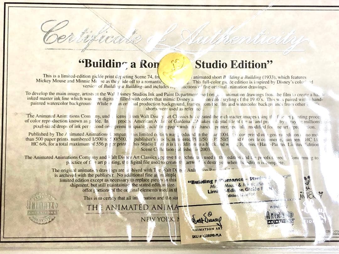 ディズニーMickey & Minnie 500枚限定版シルクスクリーン