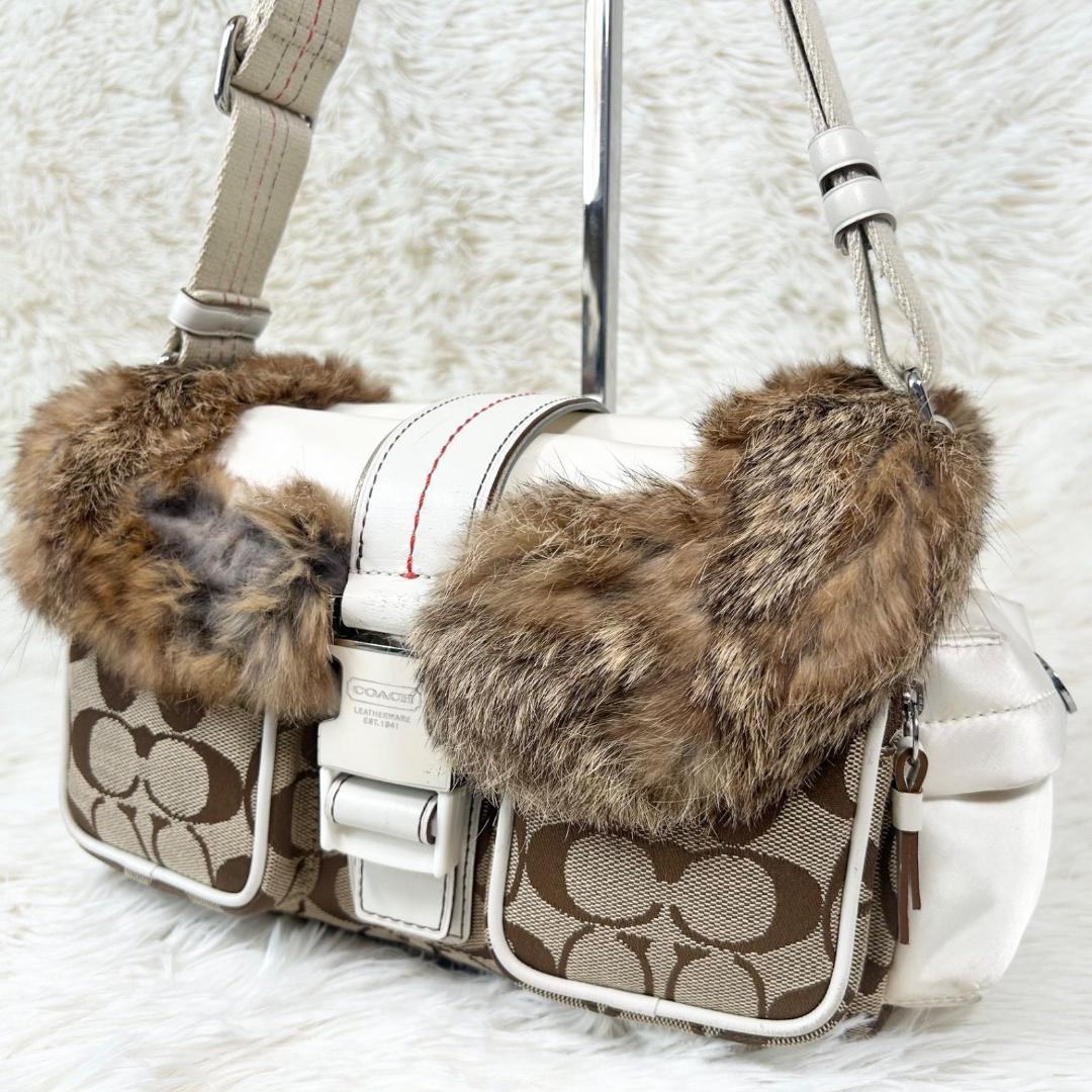 希少✨ COACH コーチ ソーホー ファー ワンショルダーバッグ キャンバス