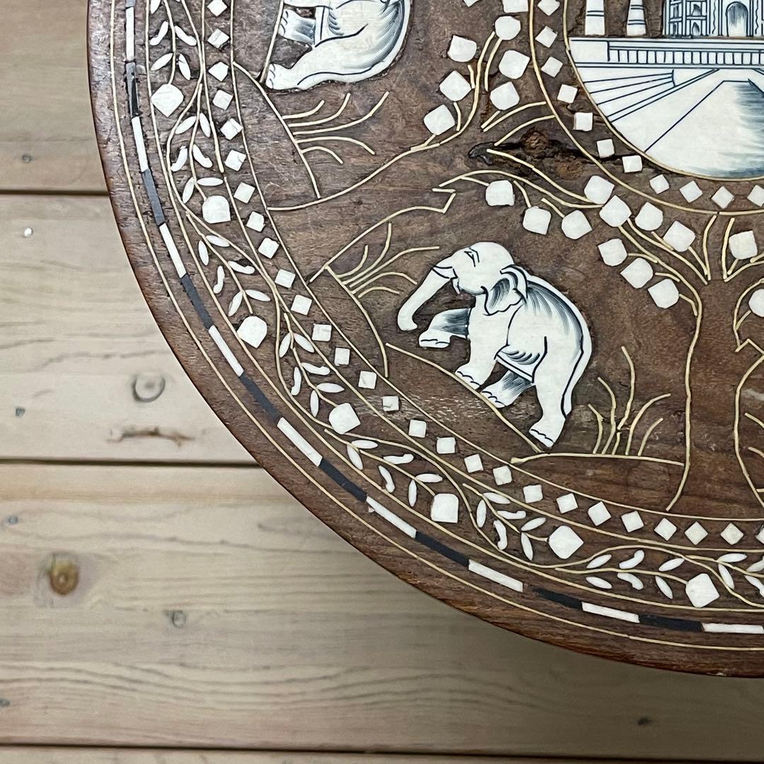 アンティーク　花台　タージマハル　猫足　アジアン