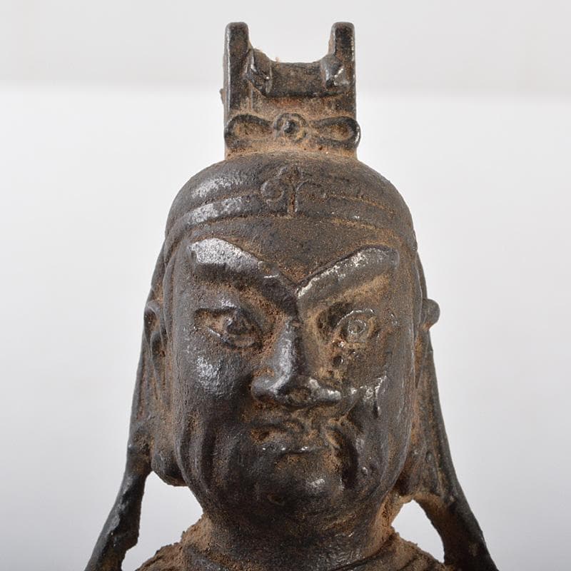 仏教美術　古鉄　武人像　人物像　置物　M　R5206