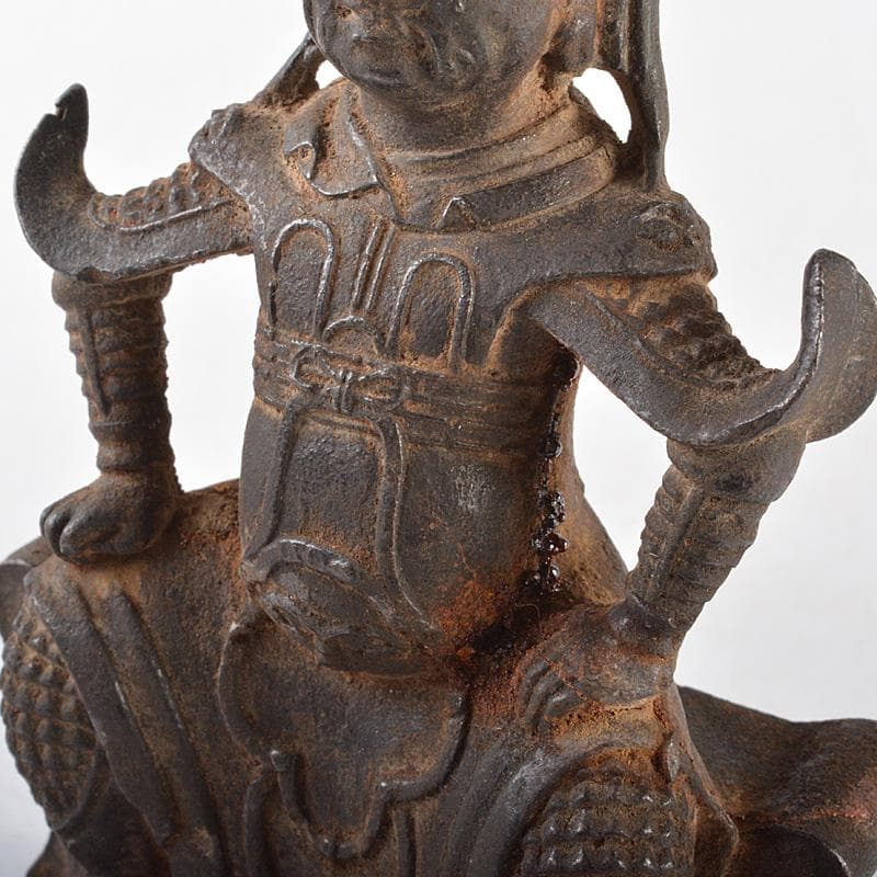 仏教美術　古鉄　武人像　人物像　置物　M　R5206