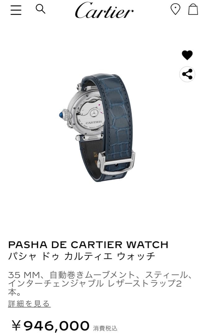 カルティエ パシャ35mm WSPA0012 純正ストラップ&バックルセット