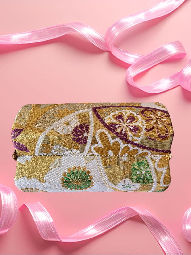 和装用花柄金色バッグと草履セット　合計2点