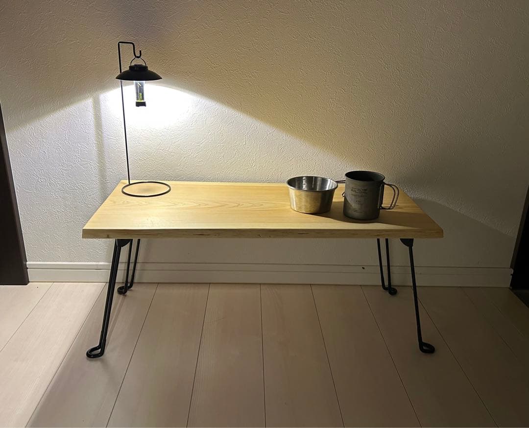 檜 一枚板 テーブル 桧 ひのき キャンプテーブル コーヒーテーブル 撥水加工済