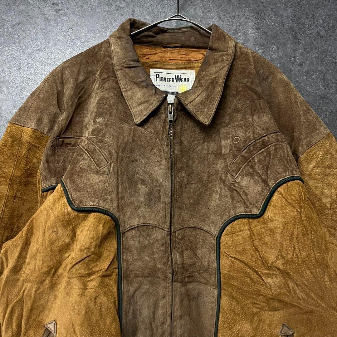 ☆US古着☆vintage【レザー・スエード ウエスタン ジャケット】2XL