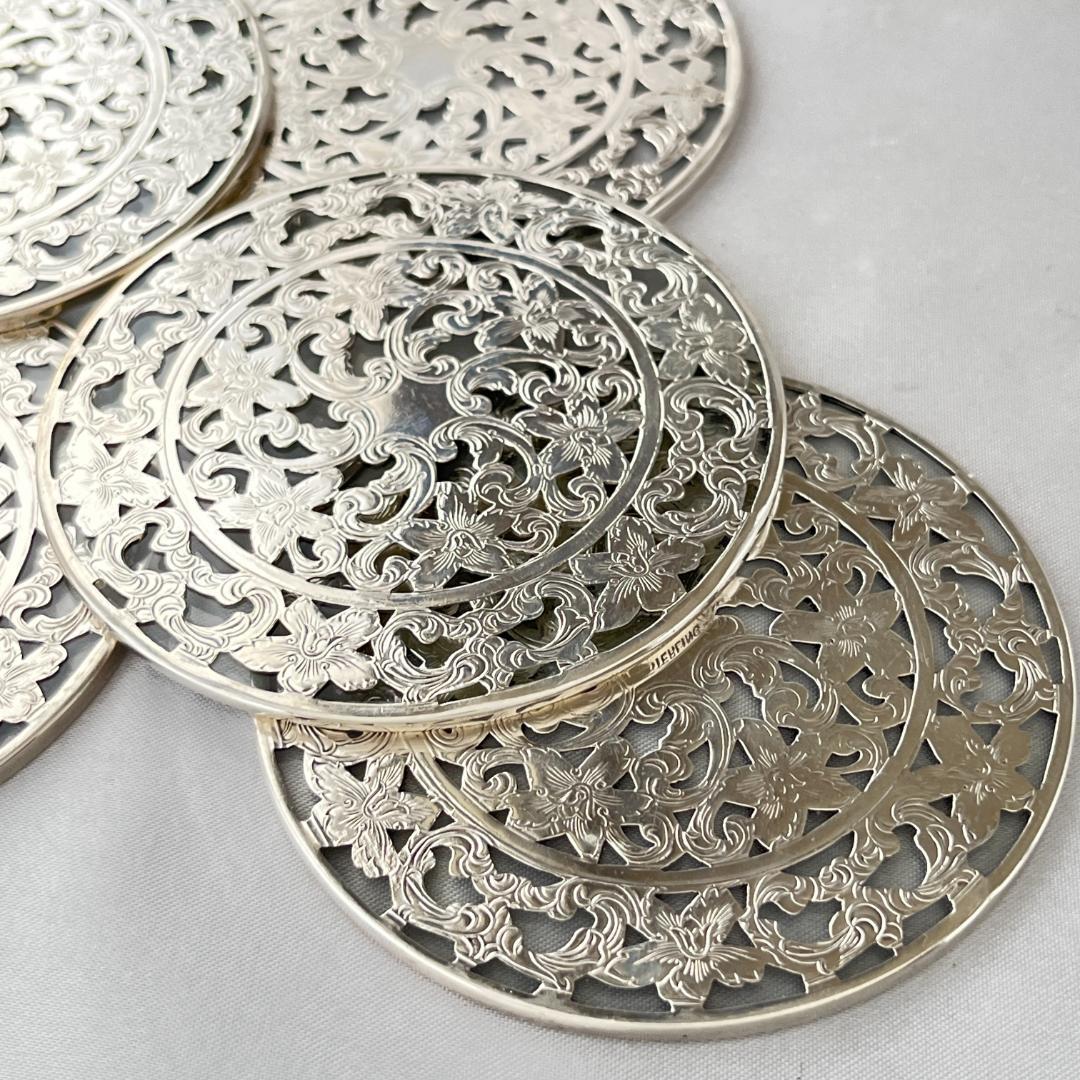 【WEBSTER】 【純銀 / ガラス】コースター 6枚組 スターリングシルバー