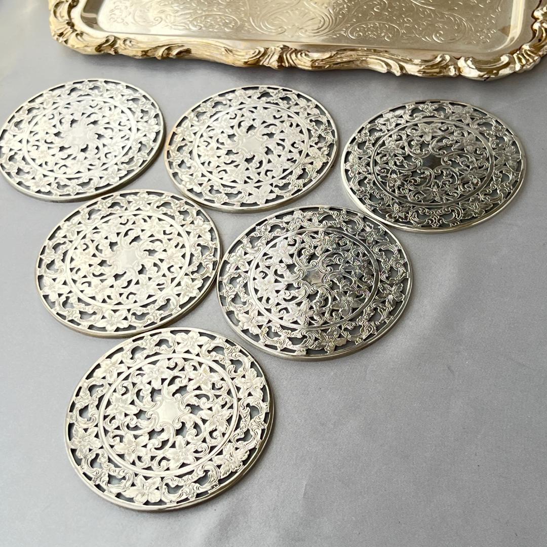 【WEBSTER】 【純銀 / ガラス】コースター 6枚組 スターリングシルバー