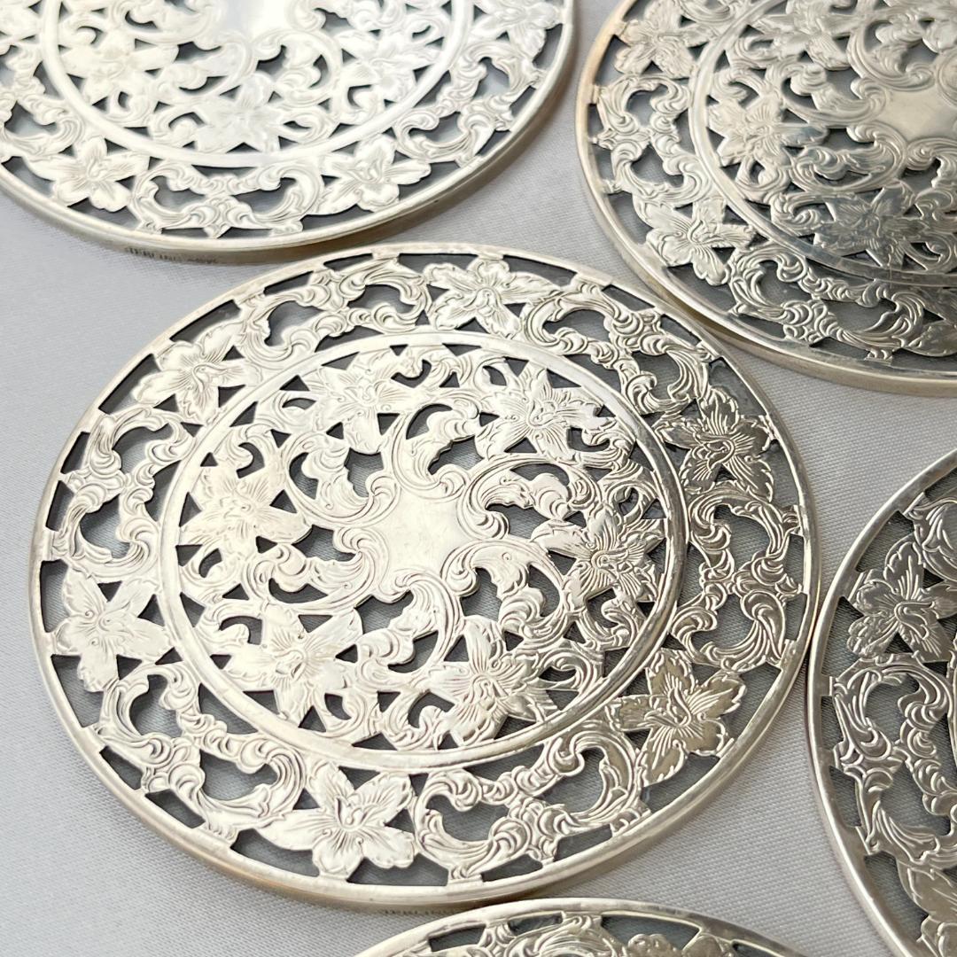 【WEBSTER】 【純銀 / ガラス】コースター 6枚組 スターリングシルバー