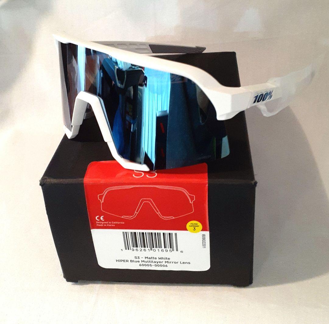 100% S3 ホワイト ブルー ワンハンドレッド サングラス