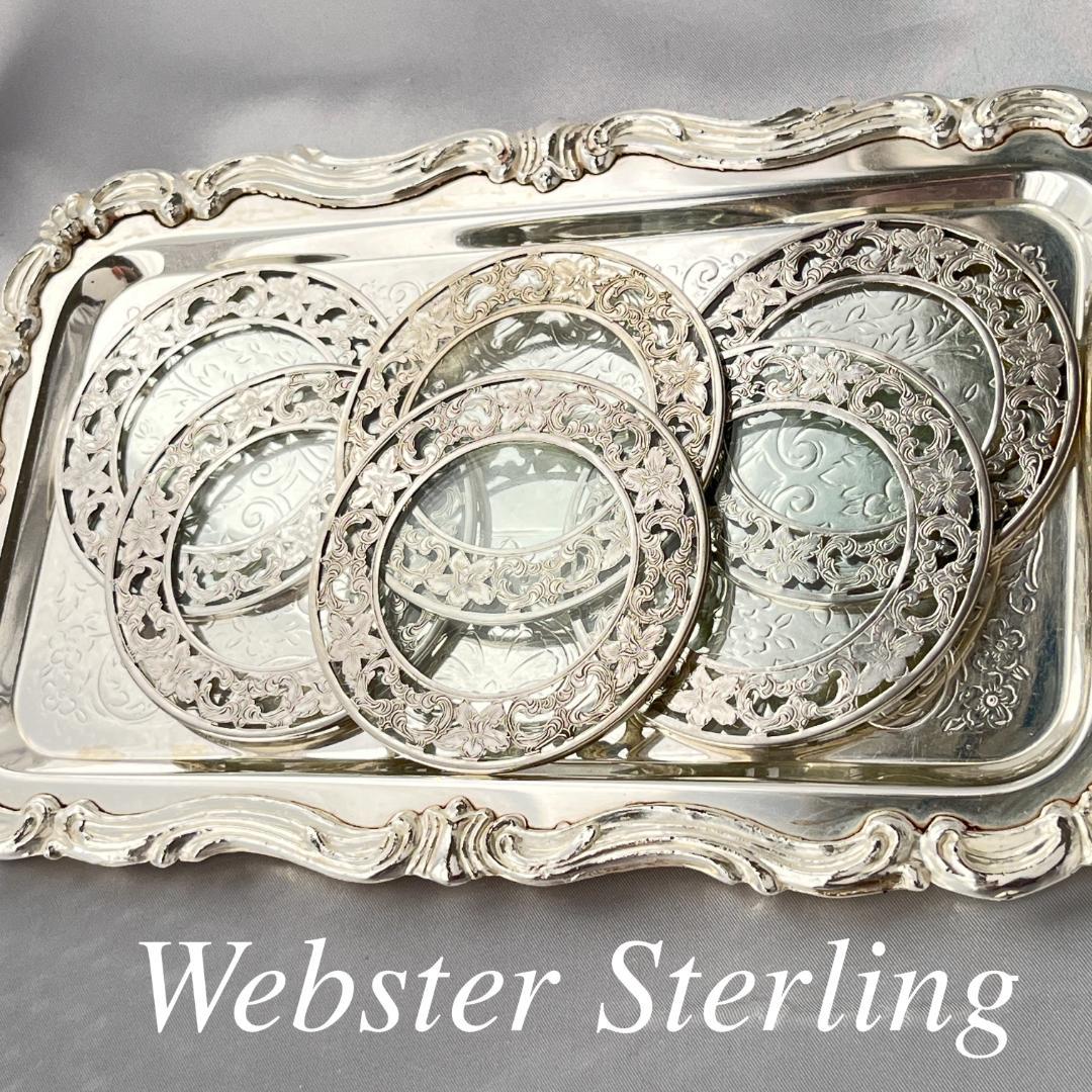 【WEBSTER】 【純銀 / ガラス】コースター 6枚 スターリングシルバー