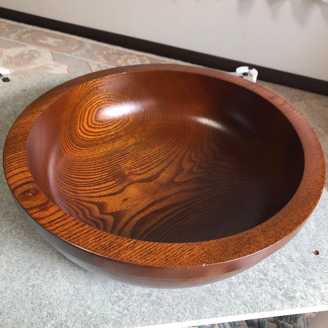 こね鉢　栗　くり抜き　天然木　そば打ち　口径約47㎝　大型　未使用品