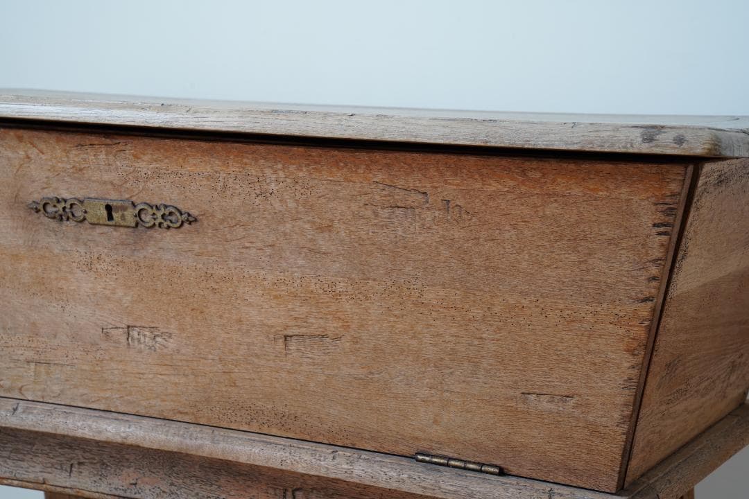 【値下げ】テーブル収納　アンティーク　オーク材　古道具