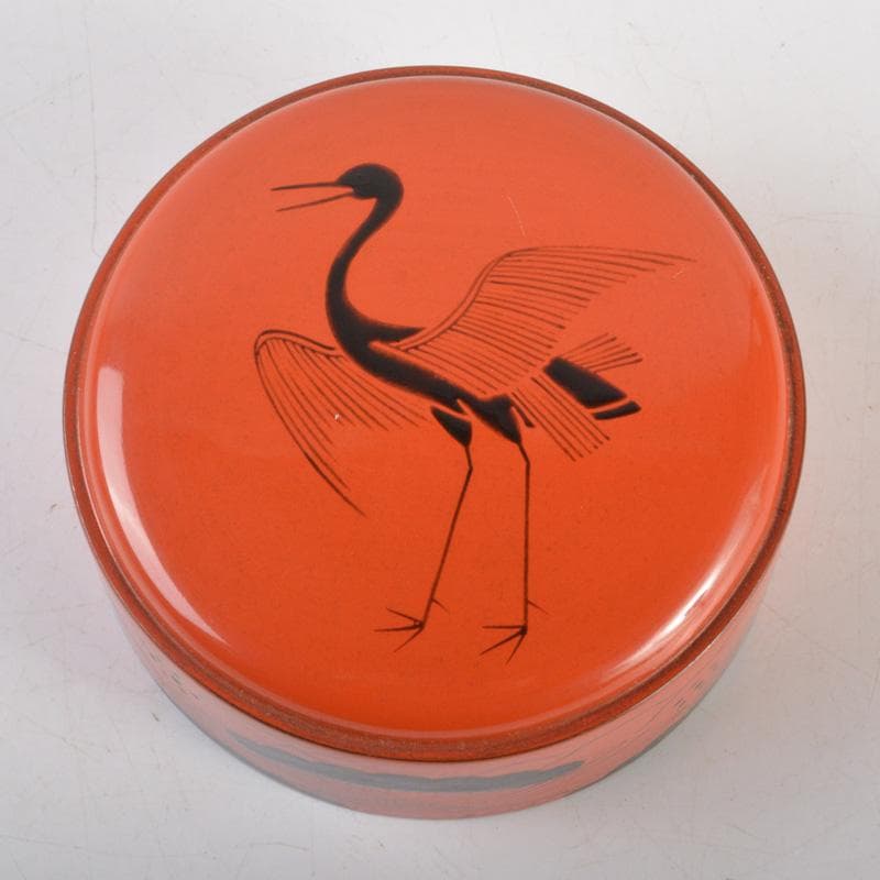 茶道具　塗師　中村宗哲作　朱塗　鶴松文　中棗　時代箱付　V　6508