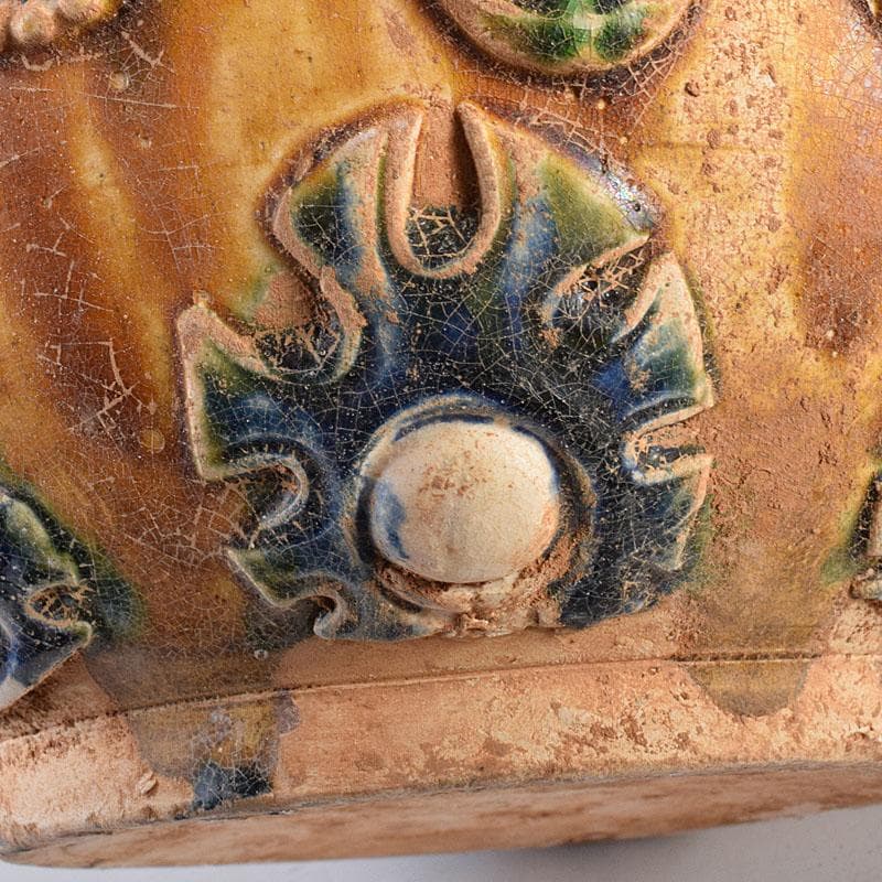 中国　唐三彩　蓋壷　飾壷　C　R8561H