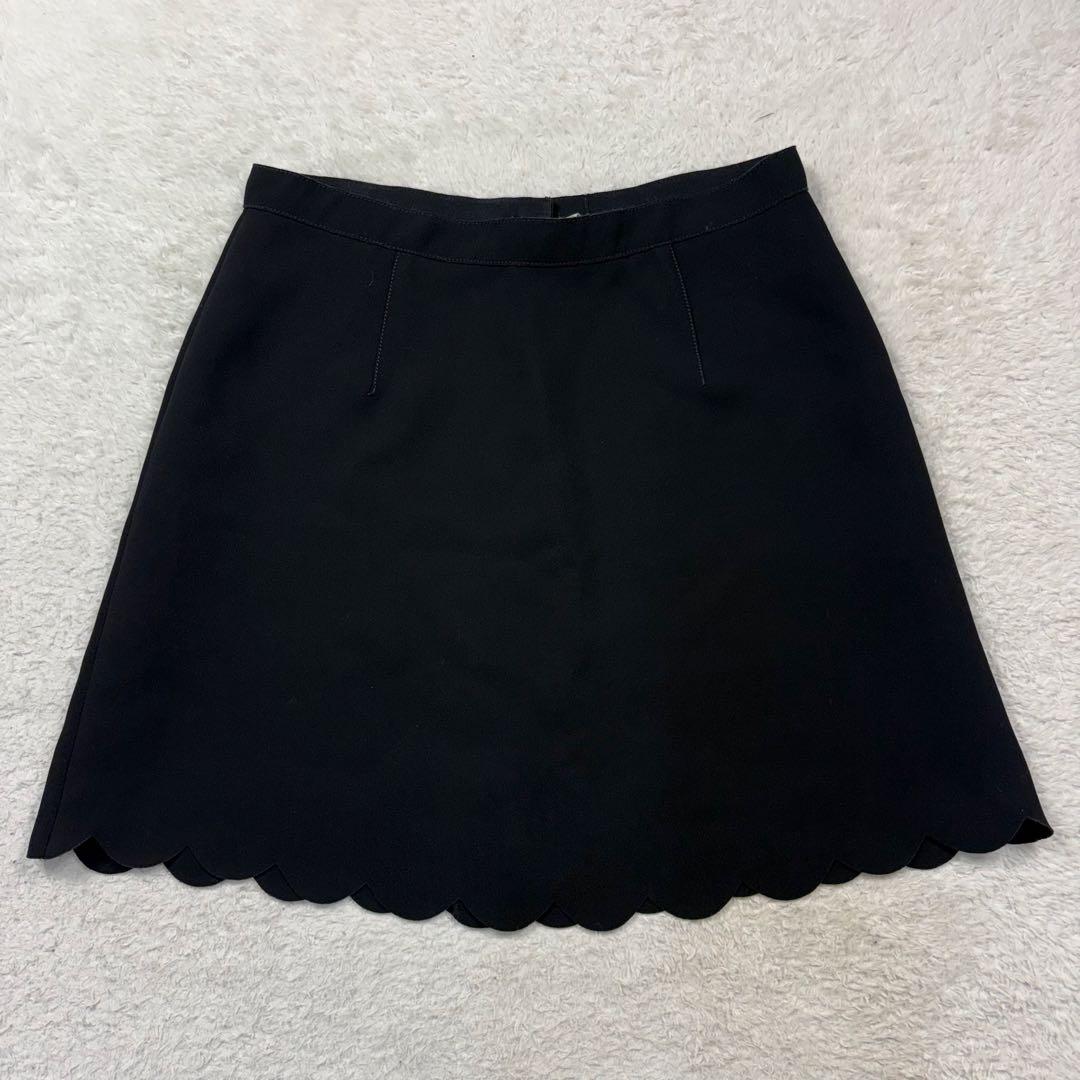 RED VALENTINO スカラップスカート　フレア　ブラック　48