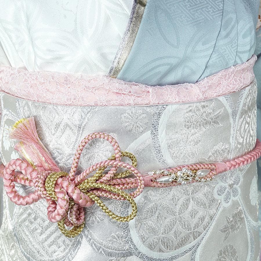 専用　ご予約　振袖　未仕立て　仮絵羽 くすみ水色　牡丹　金糸　ラメ　刺繍　成人式