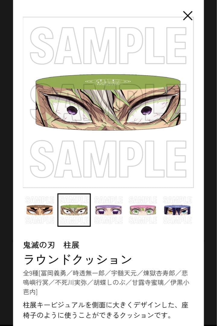 鬼滅の刃 柱展 ラウンドクッション 全９種