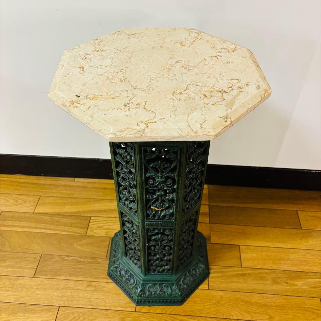 イタリア ロココ調　大理石 アンティーク　サイドテーブル＆花台　送料込み