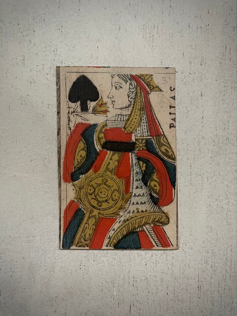 18世紀 フランス 裏面にメモ書きのある木版カルタ ◆ アンティーク C