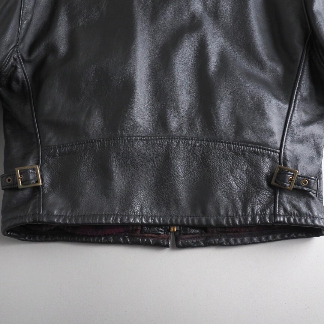 Schott　size48　シングルライダースジャケット　裏地チェック