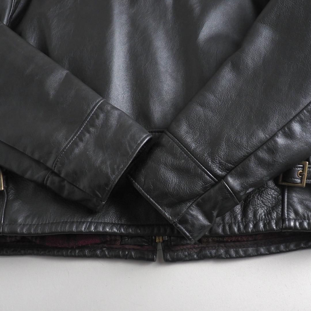 Schott　size48　シングルライダースジャケット　裏地チェック