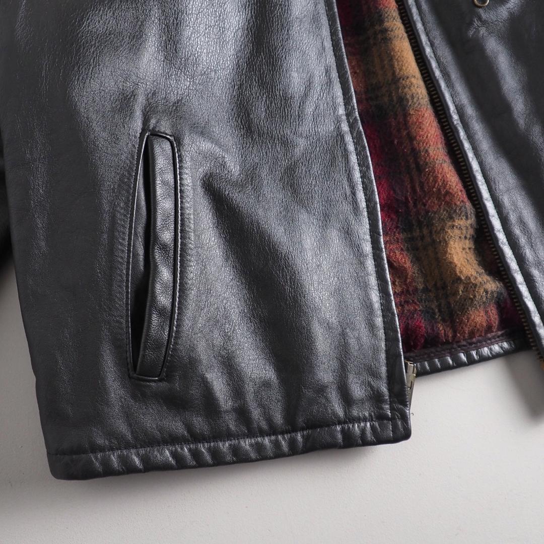 Schott　size48　シングルライダースジャケット　裏地チェック