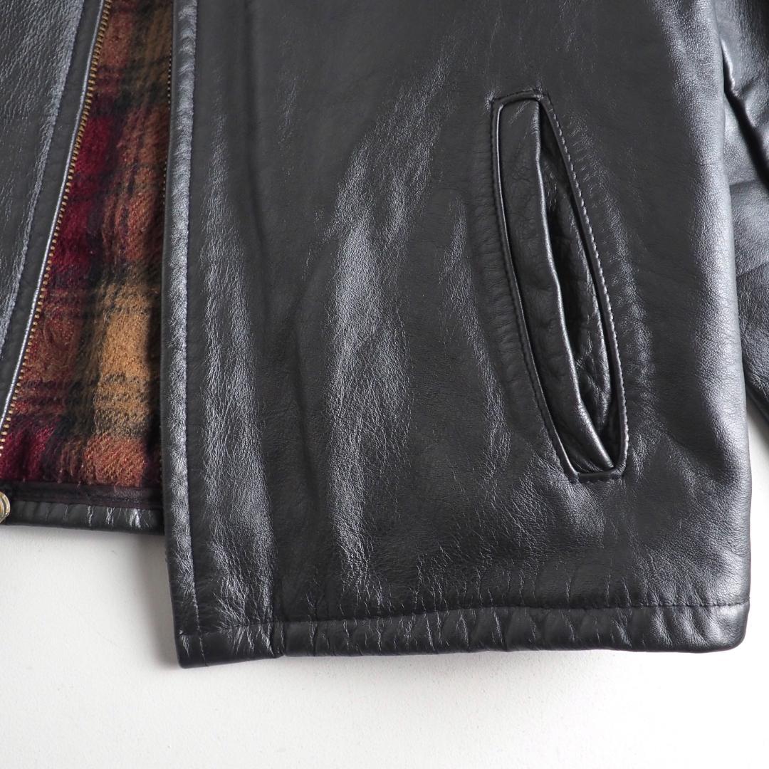 Schott　size48　シングルライダースジャケット　裏地チェック