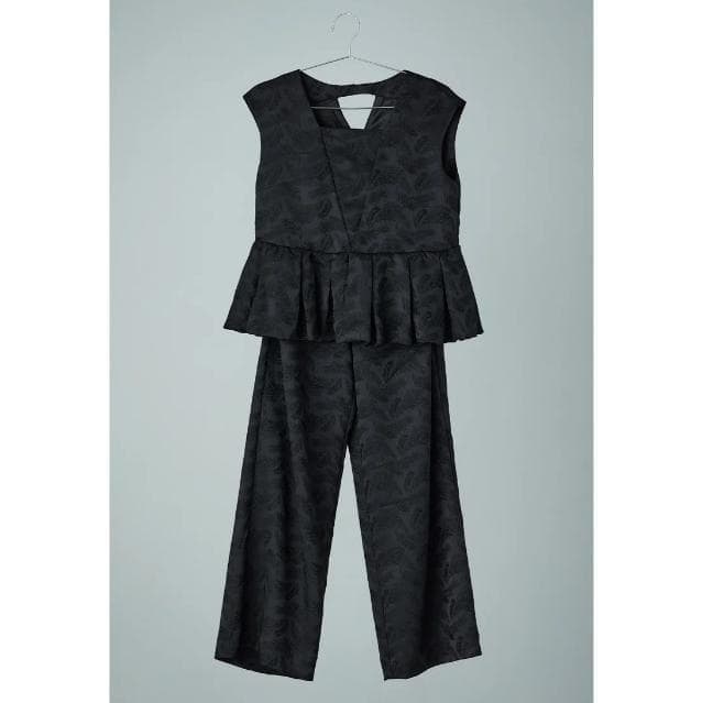 niana ペプラムセットアップドレス ワイドパンツ ブラック L 大きいサイズ