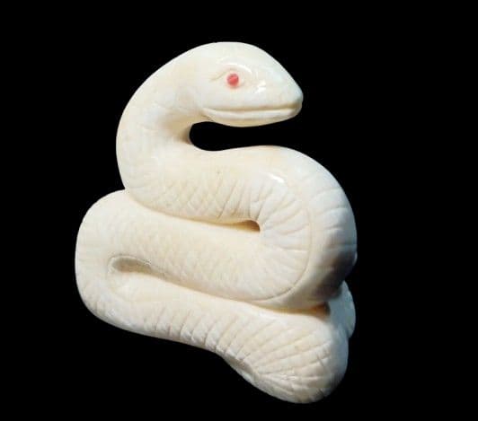 根付 「へび 白蛇」 無銘