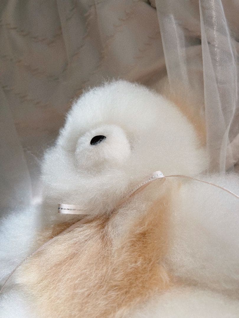 ふわふわアルパカテディベア (ペルー直輸入) ホワイト×ベージュ