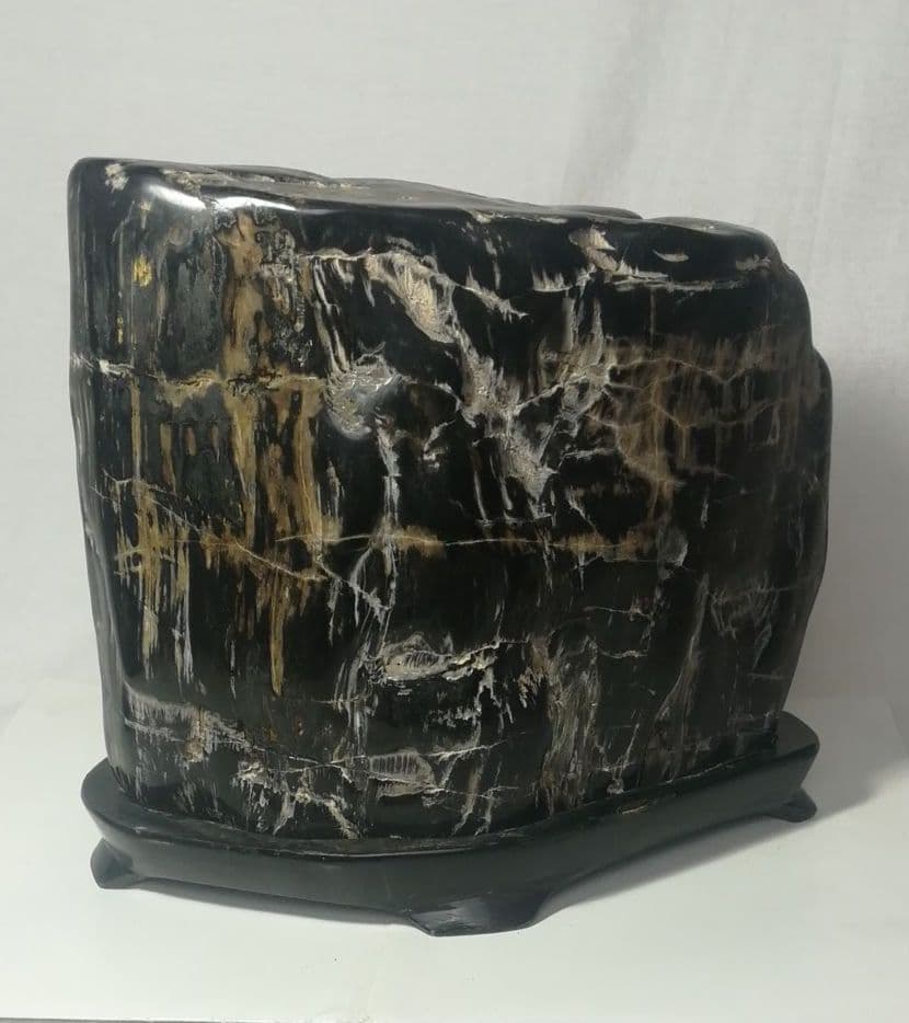 木化石　置物　鑑賞石　台座付