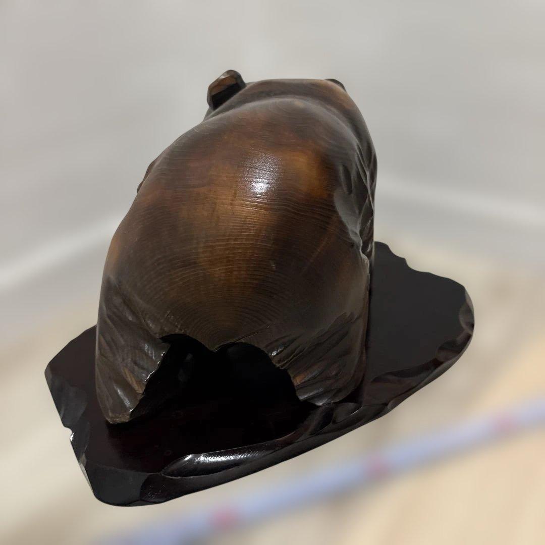 ⑥木製クマの彫刻 置物　アンティーク　骨董 北海道