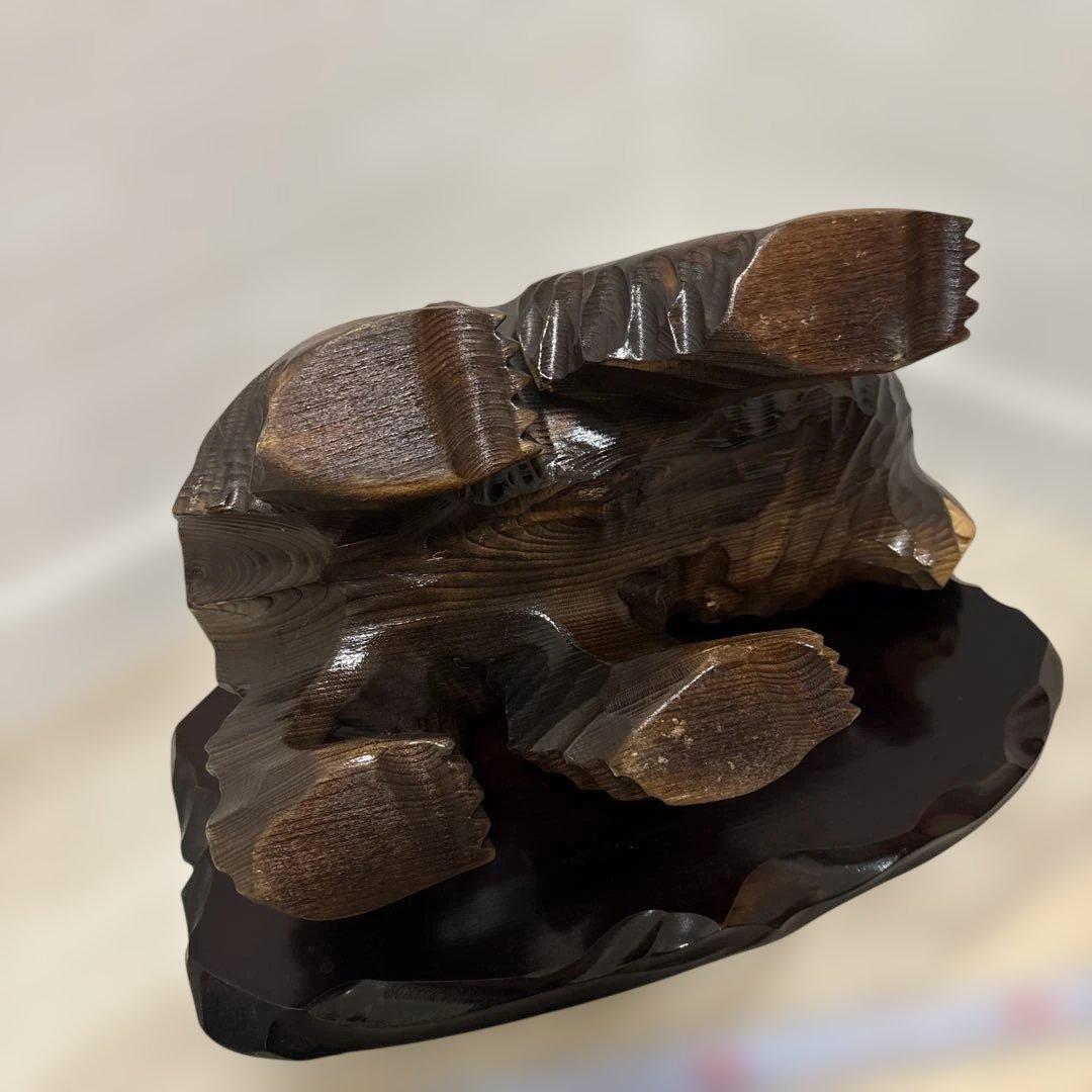 ⑥木製クマの彫刻 置物　アンティーク　骨董 北海道