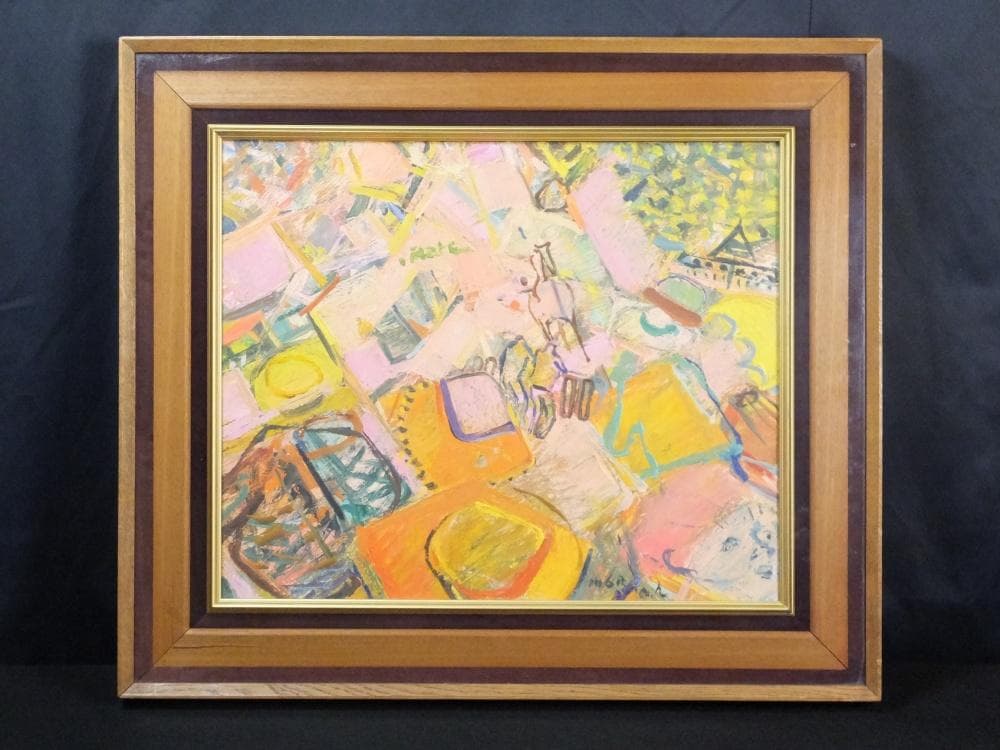 現代美術　星守雄　直筆サイン『馬を見る』キャンヴァスに油彩 12号 11218A