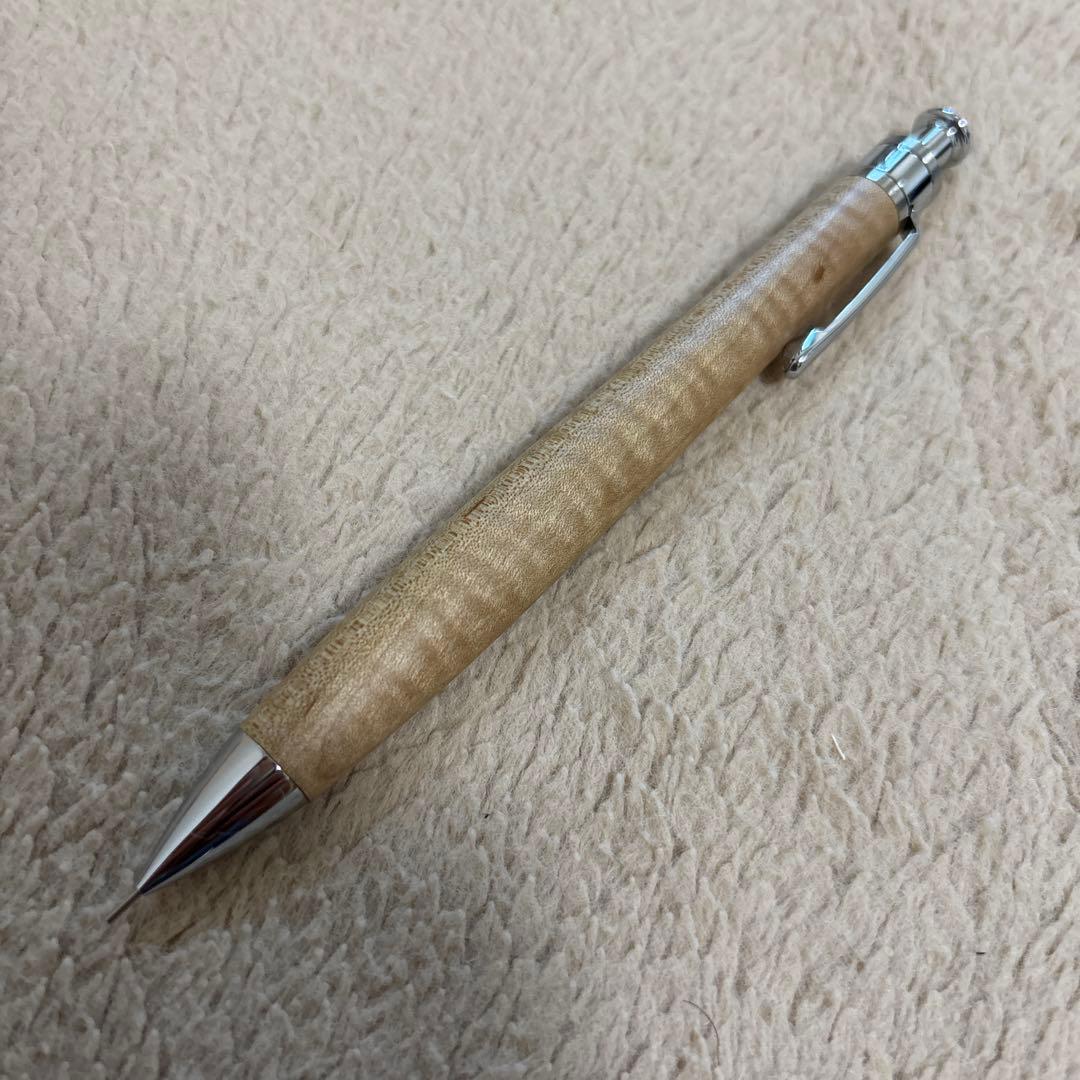 ペンシル楔　楓縮杢　工房楔　杢軸　シャープペン