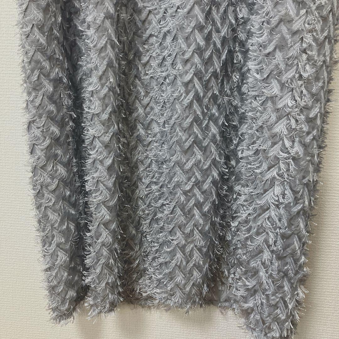 新品　美品　人気　ドリードール　デザインスリーブシャギードレス L グレー