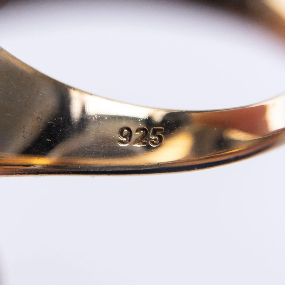 英国 シルバー925 金 ヴィンテージ ライオン シグネットリング 11.5号