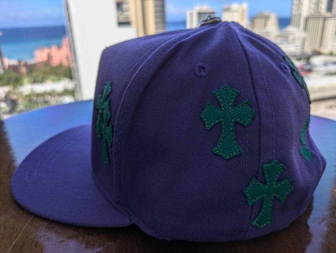 クロムハーツ クロスパッチ キャップ パープル グリーン CHロゴ