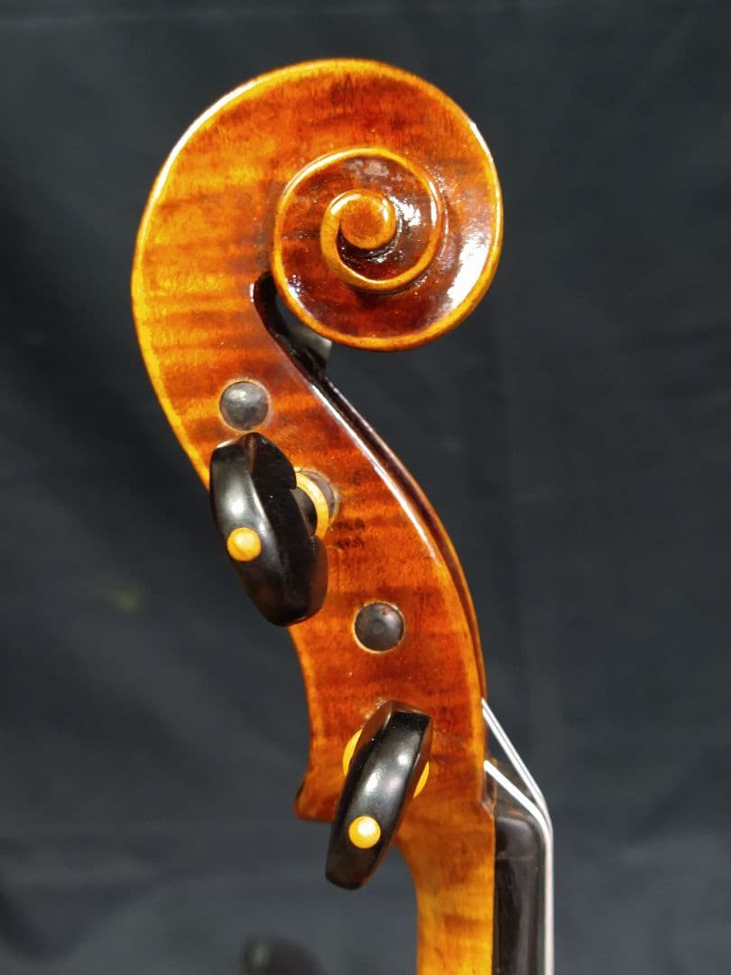 珍しい 、美しいデザインの 手作り バイオリン　カーボンファイバーケース＆弓付き