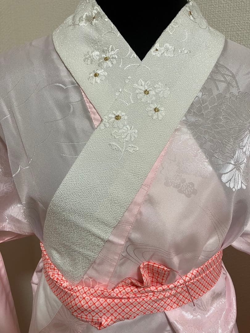 サービスセット しつけ糸つき紺の古典柄正絹振袖 全て揃ったフルセット M～トール